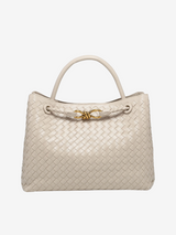 Vivienne | Klassische Oversized Woven Bag Aus Veganer Leder – Weiss