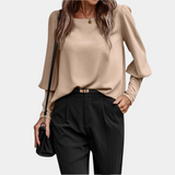 Sabine | Zeitlose Eleganz Langarmbluse – Beige