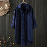 Sabrina | Luxuriöse Oversize Langarmbluse – Blau