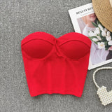Bustier-Top mit Rippstruktur und geformten Cups für Damen – Rot