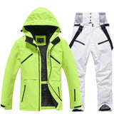 Unisex Skianzug | Zweiteilige Ausführung Jacke Hose – Fluoreszierendes Gelb / Weiß