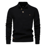 DIMITRI™ Baumwollpullover Mit Knopf - Zeitloses Design & Maximaler Komfort Für Jedes Outfit – Schwarz