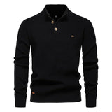 Konrad - Stilvoller Herrenpullover mit Knopfdesign – Schwarz