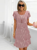 Isabelle | Elegante, fließende Kleid mit Rüschen – Rosa