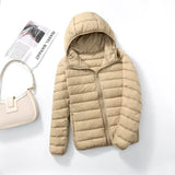 Daunenjacke Damen Leicht Mit Kapuze | Kompakt Und Gefüttert – Beige