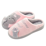 Damen Hausschuhe mit Katzen-Design | Weich und Warme – Rosa / Grau 1