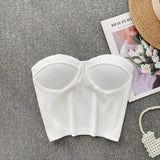 Bustier-Top mit Rippstruktur und geformten Cups für Damen – Weiß