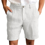 Calen - Schmal geschnittene Leinen-Shorts – Weiß