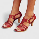 Edvige | Bequeme Absatzsandalen – Scharlachrot