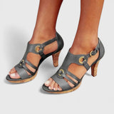 Edvige | Bequeme Absatzsandalen – Grau