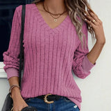 Sara | Winter Vibe Sweatshirt mit V Ausschnitt – Rosa