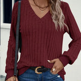 Sara | Winter Vibe Sweatshirt mit V Ausschnitt – Rot