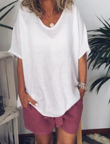 Sarah | Übergroßes lässiges vielseitiges T Shirt – Weiß