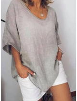 Sarah | Übergroßes lässiges vielseitiges T Shirt – Hellgrau