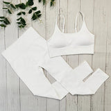 Fitness Set Für Frauen: Atmungsaktives Top, Sport-BH & Leggings für Yoga & Gym – Weiß set