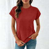 Elara™ T-Shirt Mit Leichtem Fall und Minimalistischem Design – Rot