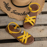 Mariana - Flache Ledersandalen – Gelb