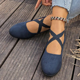 Alouette™ Schuhe Mit Veloursoptik und Gekreuzten Riemen – Blau