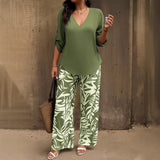 Bellariva™ Set mit Gemusterter Hose und Leichter Bluse – Grün