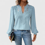 Catherine | Bluse mit V-Ausschnitt – Blau