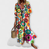Franziska | Damen Figurschmeichelndes Maxikleid Bauchkaschierung – Maxi Kaschierend 2026 – Regenbogen