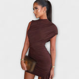 Turtleneck Long Dress – Braun