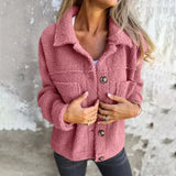 Tirina - Teddyjacke mit Knopfverschluss – Rosa