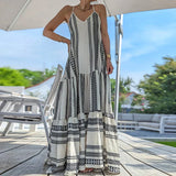 Damen Bedruckt Maxi Sommerkleid – Grau