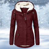 Maggie - Warmer, dicker Wintermantel – Weinrot