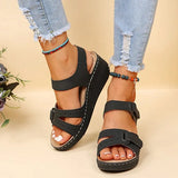 Mia - Keilsandalen mit Klettverschluss – Schwarz