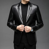 Mikkel™ Lederjacke im Blazer-Stil aus Premium-Leder mit minimalistischem Design – Schwarz