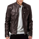 Herren Stilvolle Premium Bikerjacke | Lässig – Braun Rot