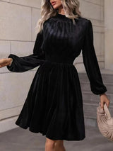 Stylisches Frauen-Samtkleid | Perfekt für Frühling und Sommer – Schwarz