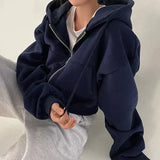 Großer pullover mit praktischem reißverschluss für damen – Blau