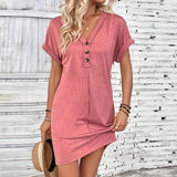 Audrey™ Kleid mit Lässiger Passform und V-Ausschnitt – Rosa