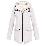 Damen Winter Wasserdichter Trenchcoat | Mit Kapuze – Weiß