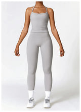 Hochwertige Fitness Kleidung mit Langärmligen Oberteilen und Hochtaillierten Leggings – Grau
