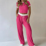 Liz™ Set aus Hochwertigem Rippstrick und Figurbetontem Cropped Top – Rosa