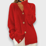 Erelia – Strickcardigan mit Knopfleiste – Rot
