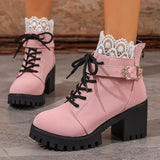 Victoria Urban™ Stiefel mit Eleganter Schnürung und britischem Design – Rosa