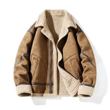 Klaus™ - Vintage Stil Warmes Wildlederjacke – Braun
