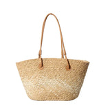 Französische Luxus Strandtasche Damen – Handgefertigte Raffia Sommertasche – Khaki