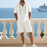 Portofino Coast™ Set Aus Baumwoll-Leinen Mit Moderner Kapuzenshirt – Weiß