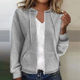 Damen Strickjacke Kariert Jacke | Elegant Leicht – Grau