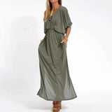 Mariah - Klassisches Maxi-Kleid – Olivgrün (Fast ausverkauft)