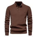DIMITRI™ Baumwollpullover Mit Knopf - Zeitloses Design & Maximaler Komfort Für Jedes Outfit – Braun