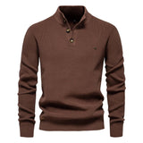 Konrad - Stilvoller Herrenpullover mit Knopfdesign – Braun