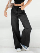Damen Baggy Jeans | Hohe Taille – Schwarz