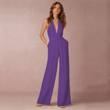 Solennea – Eleganter Neckholder-Jumpsuit – Lila
