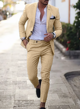 John - Herrenanzug im Slim Fit – Beige